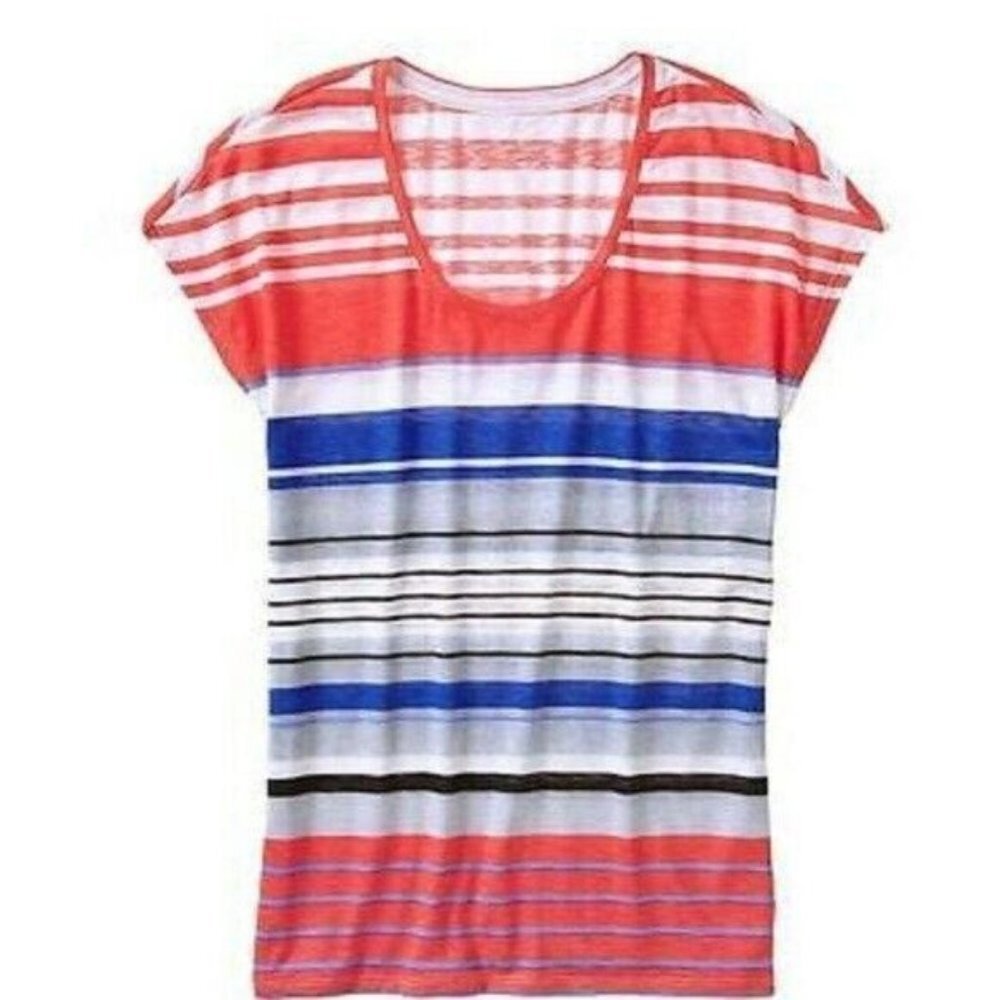 Athleta Sweet Escape short sleeved Tee Shirt Coral Sunset Riviera Size Small